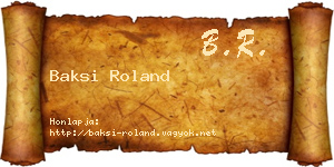 Baksi Roland névjegykártya